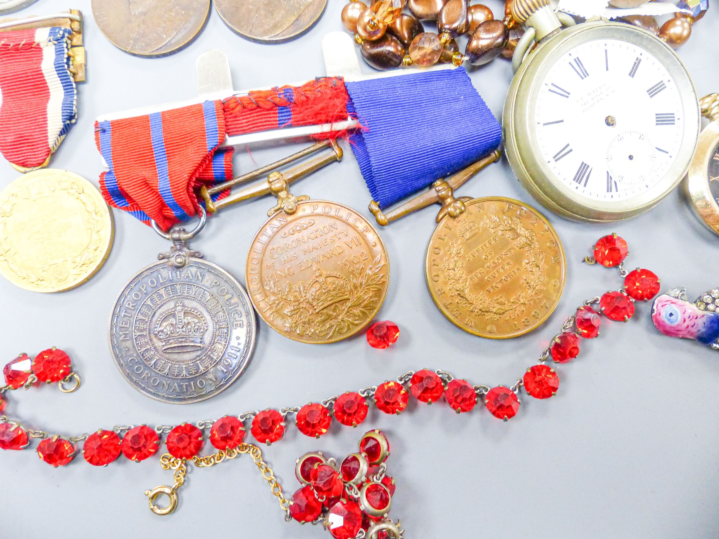 Medals, costume jewellery etc.